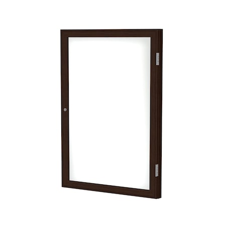 Ghent Enclosed Whiteboard, 1 Door, Por/Mag, Walnut Frame, 3 ft H x 30 in W, White PN13630M-M1